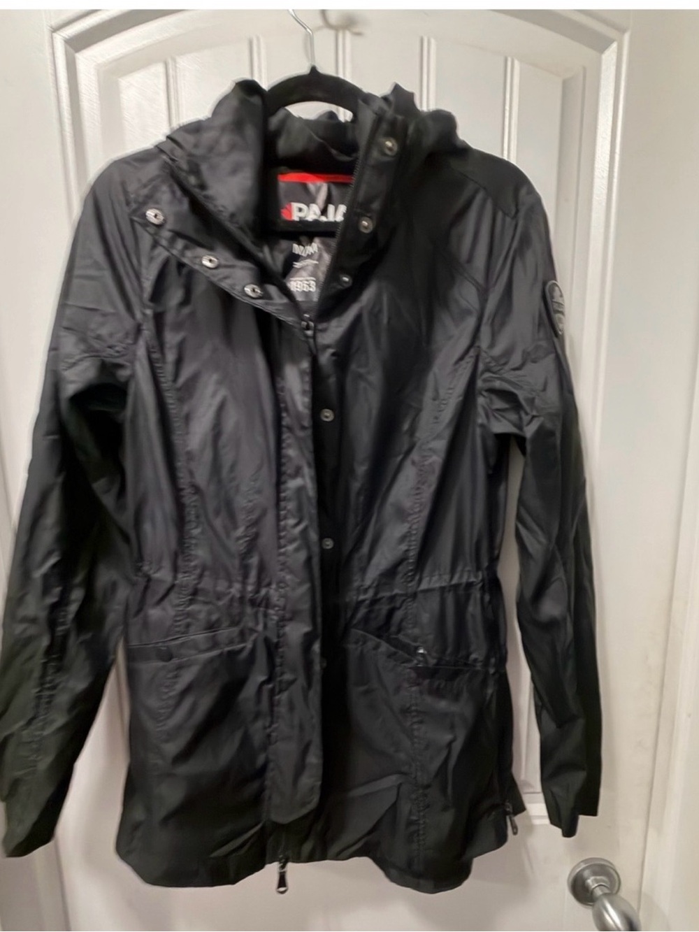 Pajar Black Hooded Trench-Style Rain Jacket